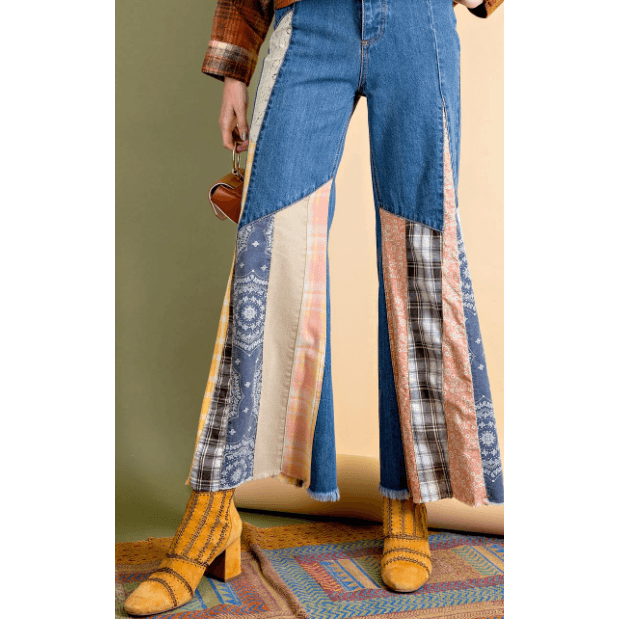 Easel Bell Bottom Denim Pants - Robin Boutique-Boutique 
