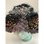 detail of black/gray scarf - infinity handknit (4.)