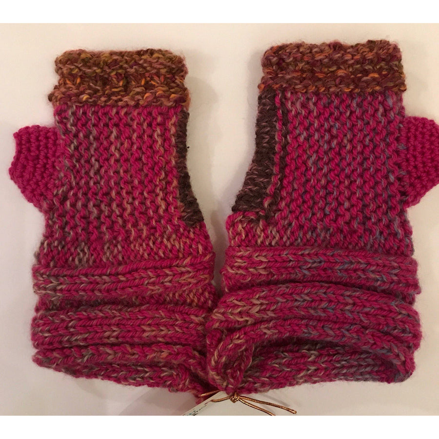 Hand knit text-ure fingerless gloves loaded with textures and colors. - Robin Boutique-Boutique    &.  Reloved Fabrics
