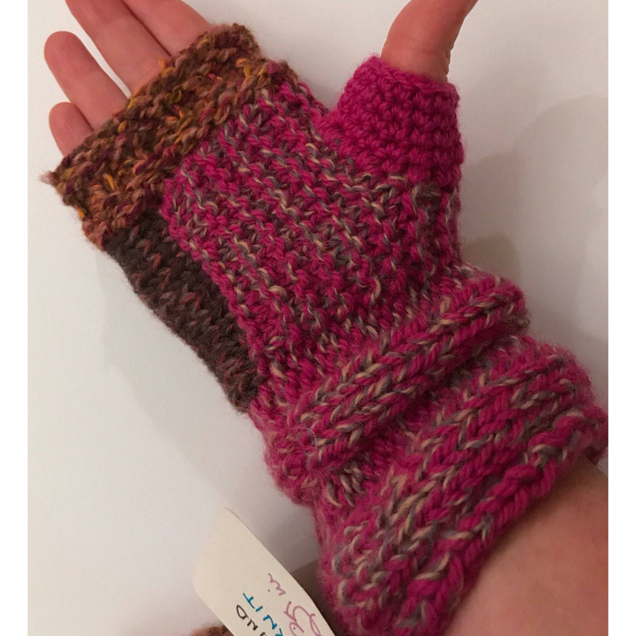 Hand knit text-ure fingerless gloves loaded with textures and colors. - Robin Boutique-Boutique    &.  Reloved Fabrics