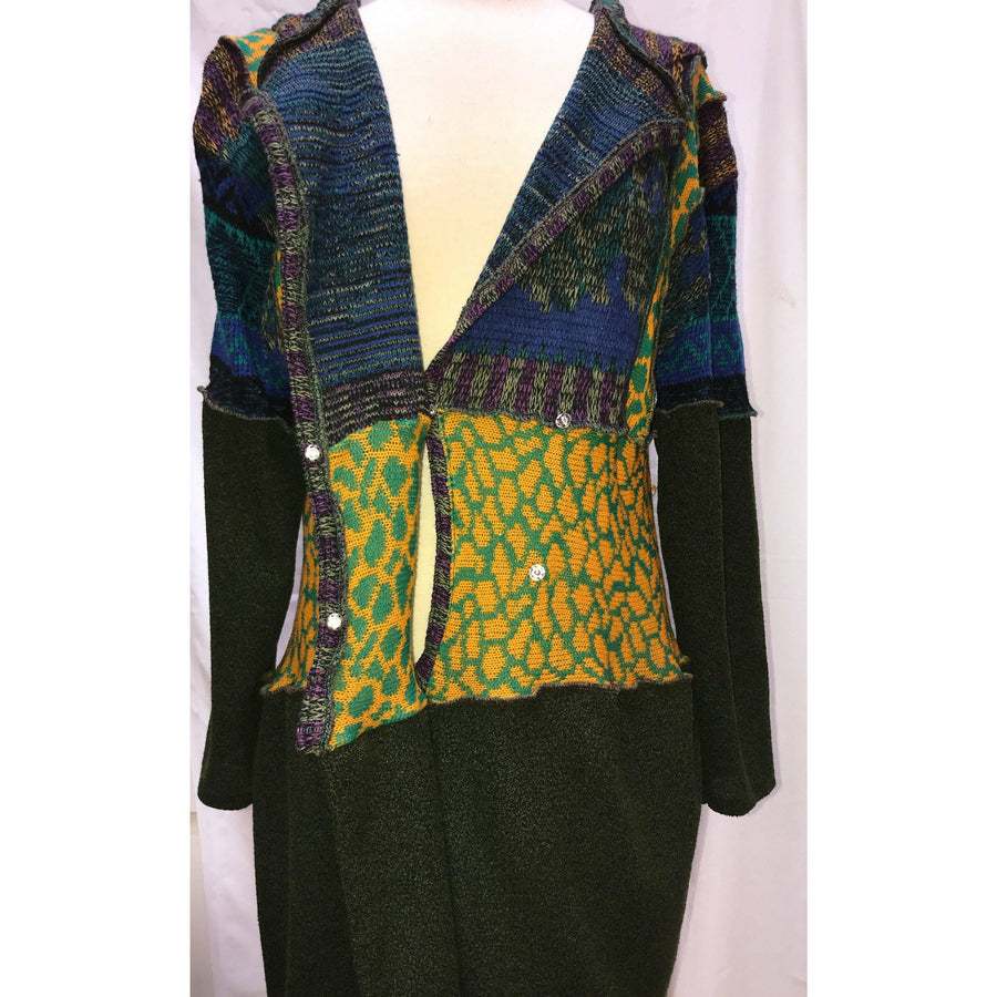 Vegan Cotton Knit Wrap Sweater Jumper Dress in Autumn shades Size M/L - Robin Boutique-Boutique 