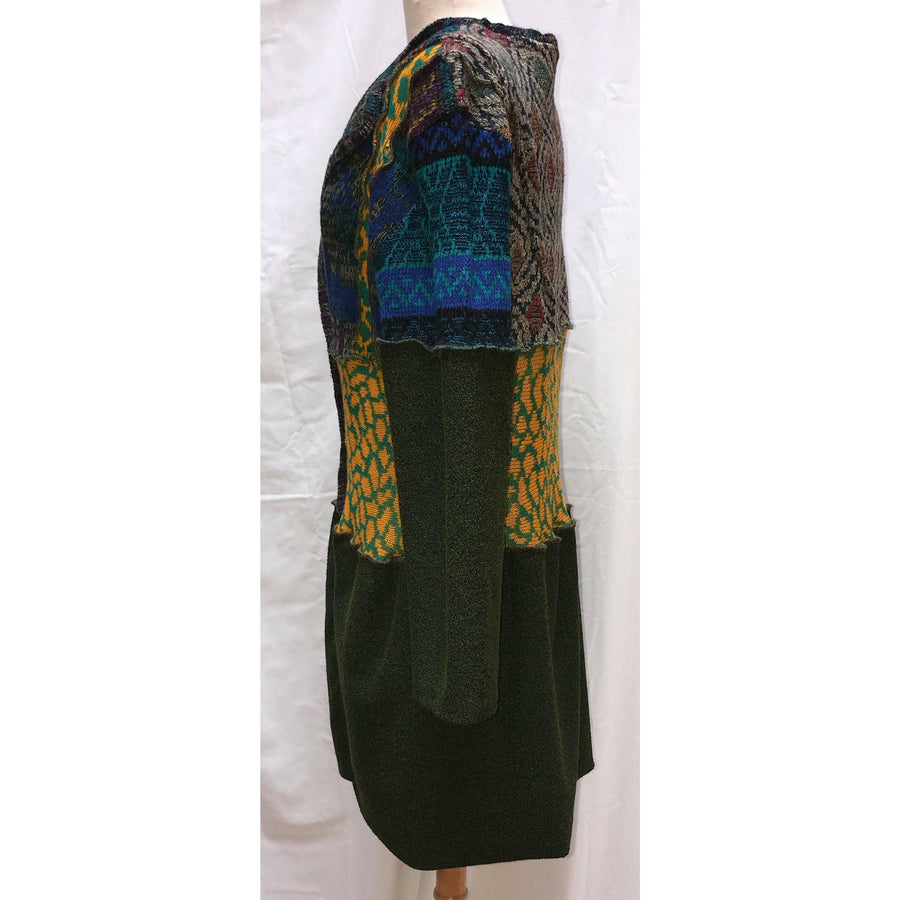 Vegan Cotton Knit Wrap Sweater Jumper Dress in Autumn shades Size M/L - Robin Boutique-Boutique 