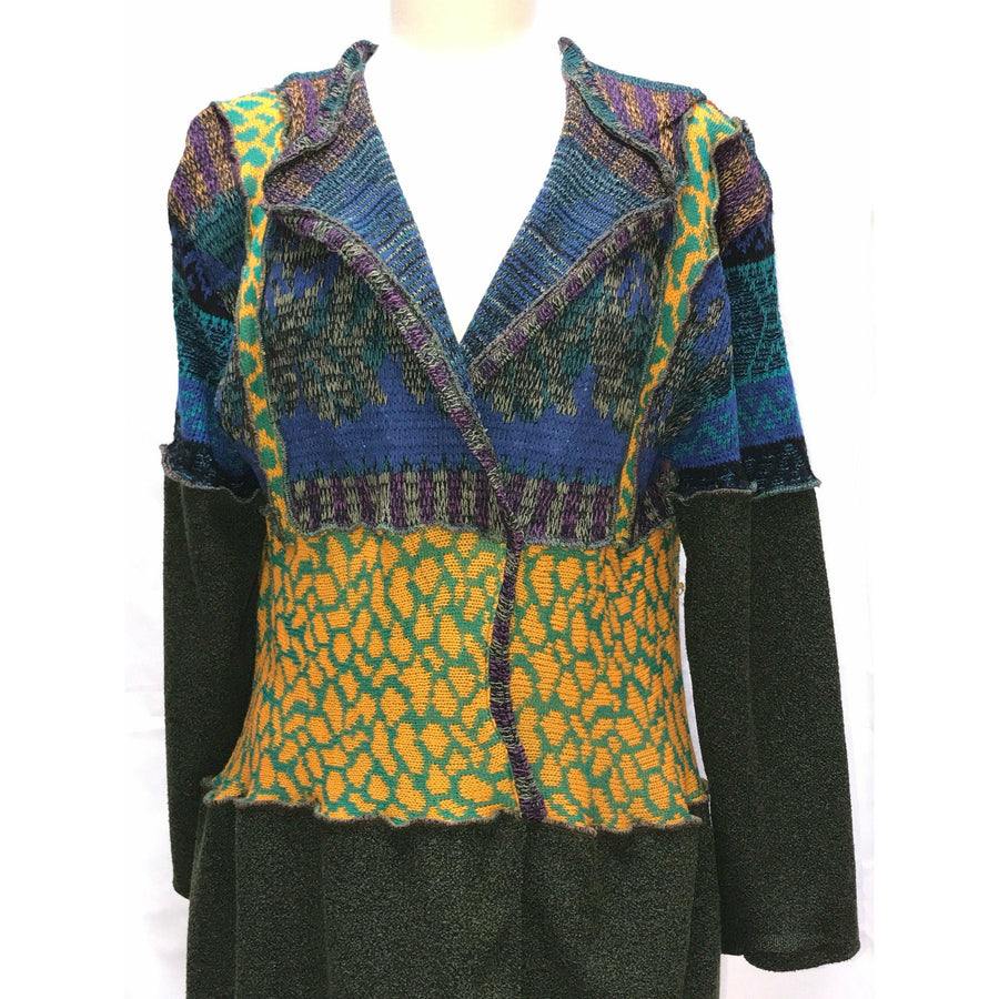 Vegan Cotton Knit Wrap Sweater Jumper Dress in Autumn shades Size M/L - Robin Boutique-Boutique 