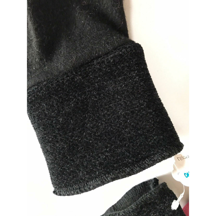 Black recycled up cycled sweater full finger winter gloves in stretch woo . - Robin Boutique-Boutique    &.  Reloved Fabrics