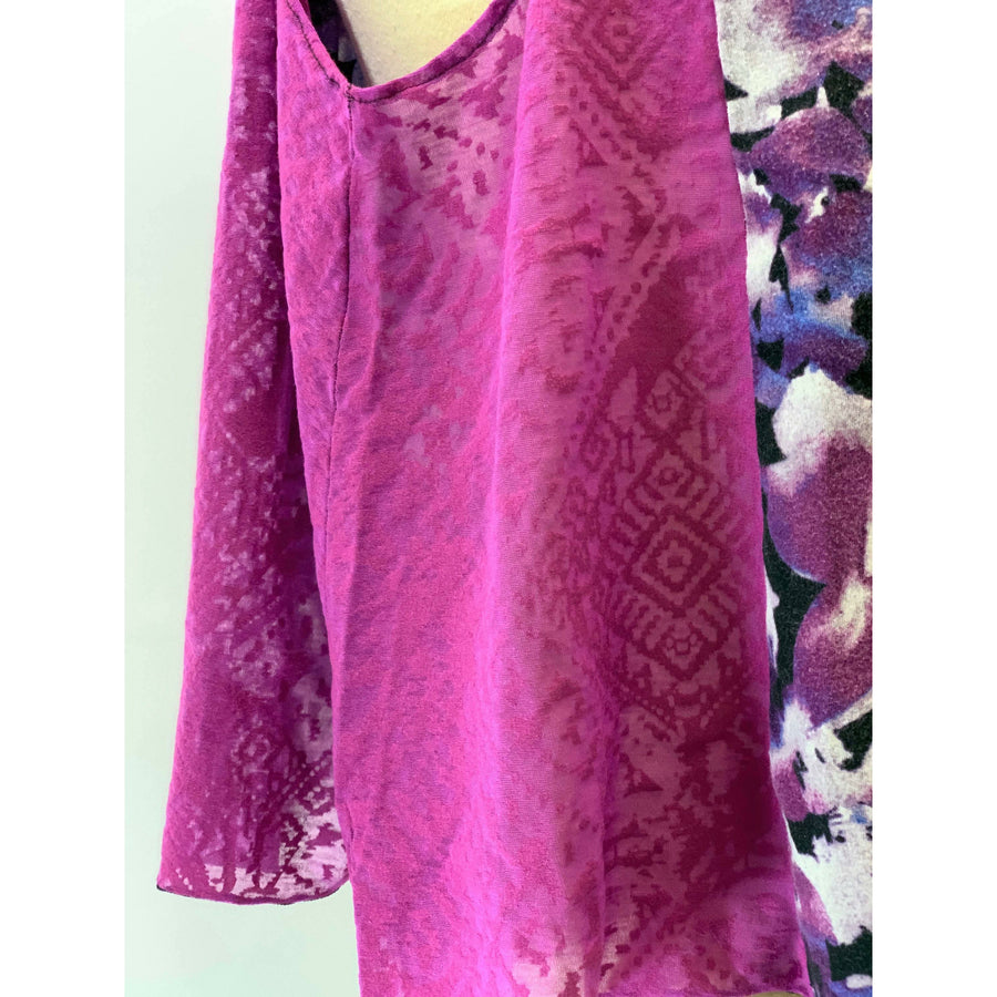 Floral purple sleeveless knit top from repurposed shirt in one size all. - Robin Boutique-Boutique    &.  Reloved Fabrics