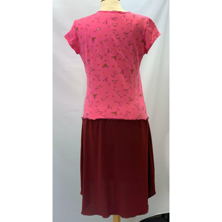 Upcycled repurposed knit shirt into long tunic dress with side pocket size Small - Robin Boutique-Boutique 