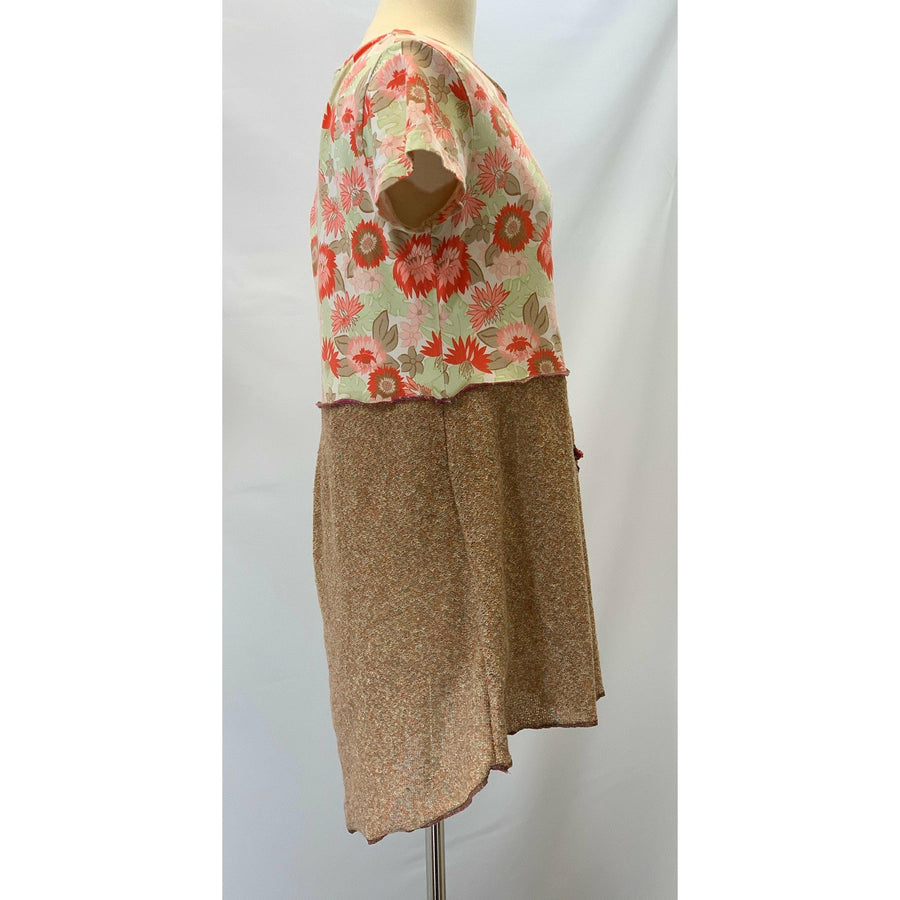 Repurposed cotton shirt into new tunic with side pocket Size Small - Medium - Robin Boutique-Boutique 