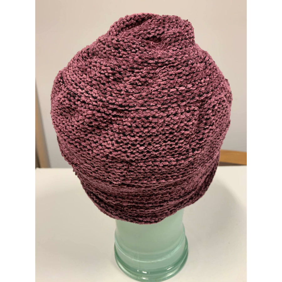 Hypo allergenic vegan cozy soft warm free form purple chenille hat. Free Shipping - Robin Boutique-Boutique    &.  Reloved Fabrics