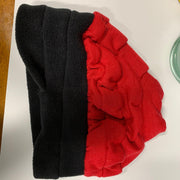 Vegan cozy soft warm free-formed black fleece with poly red winter hat. Free Shipping. - Robin Boutique-Boutique 