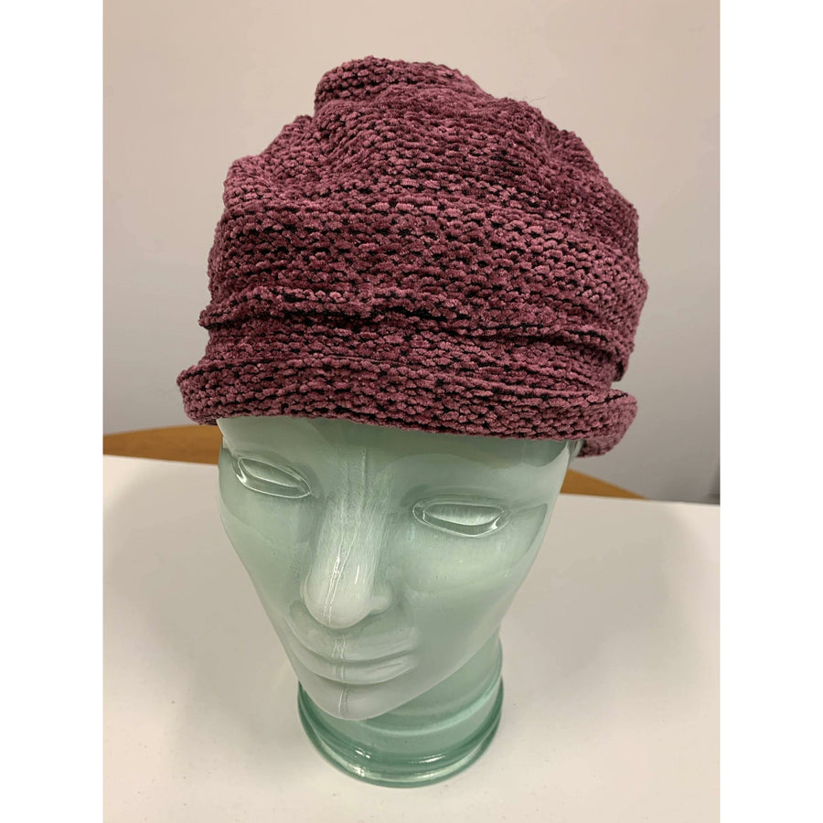 Hypo allergenic vegan cozy soft warm free form purple chenille hat. Free Shipping - Robin Boutique-Boutique    &.  Reloved Fabrics