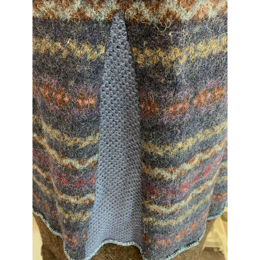 Wool Brown and Blue Button front sweater cardigan jacket in recycled fabrics - Small. Measurements below. Free Shipping. - Robin Boutique-Boutique 