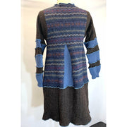 Wool Brown and Blue Button front sweater cardigan jacket in recycled fabrics - Small. Measurements below. Free Shipping. - Robin Boutique-Boutique 
