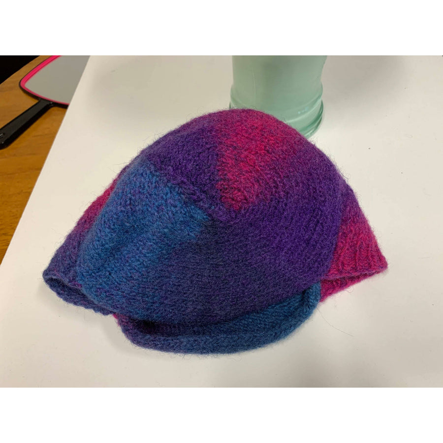 Felted hand knit lambs wool bomber style hat in muti colors. Major warmth. Perfect walking hat. Free shipping - Robin Boutique-Boutique    &.  Reloved Fabrics