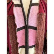 Fun Wool Cashmere Zippered front sweater cardigan jacket in recycled multi color fabrics - Large to XL. Free Shipping. - Robin Boutique-Boutique    &.  Reloved Fabrics