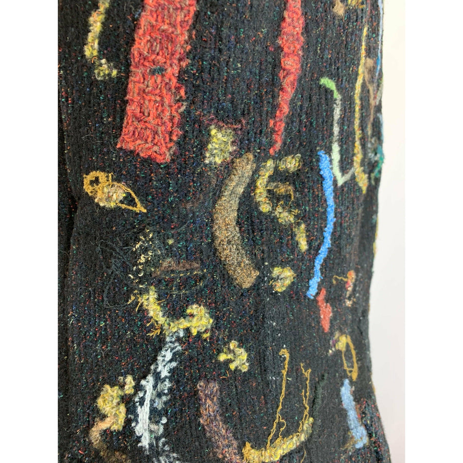 Black Wool felted sweater tunic vest in recycled fabrics - S/M/L -Measurements below. - Robin Boutique-Boutique 