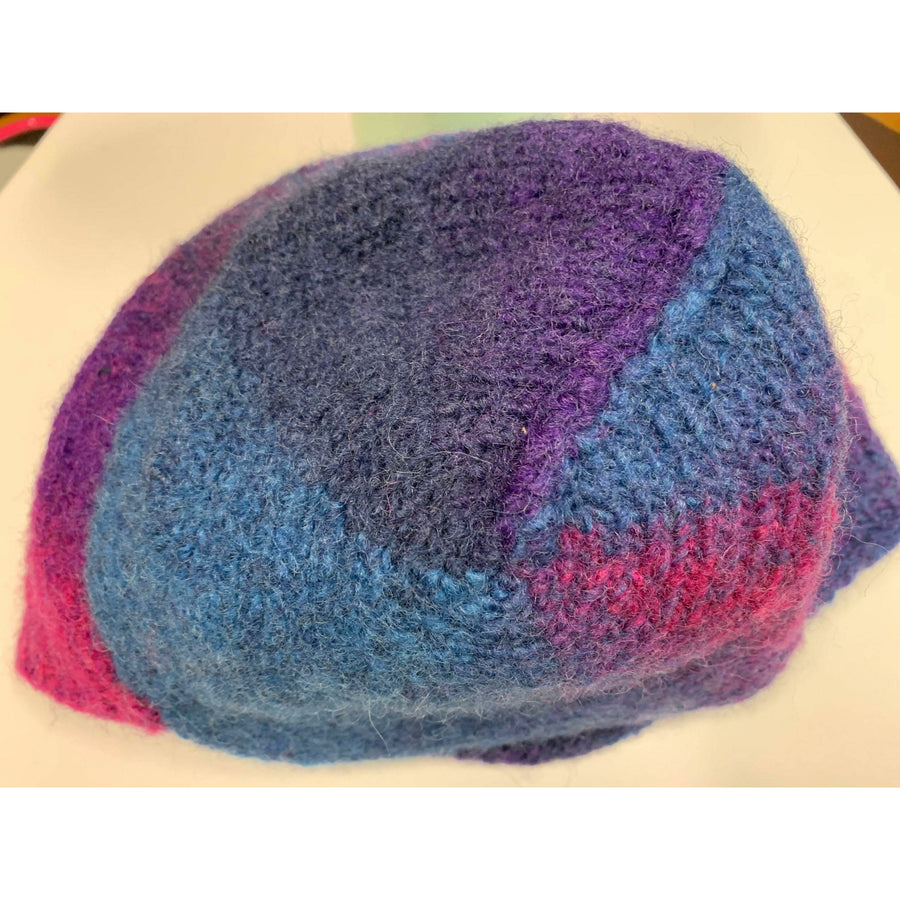 Felted hand knit lambs wool bomber style hat in muti colors. Major warmth. Perfect walking hat. Free shipping - Robin Boutique-Boutique    &.  Reloved Fabrics