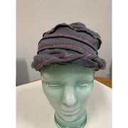Vegan hypo allergenic cozy soft warm free form gray and pink trimmed hat. Free Shipping - Robin Boutique-Boutique 