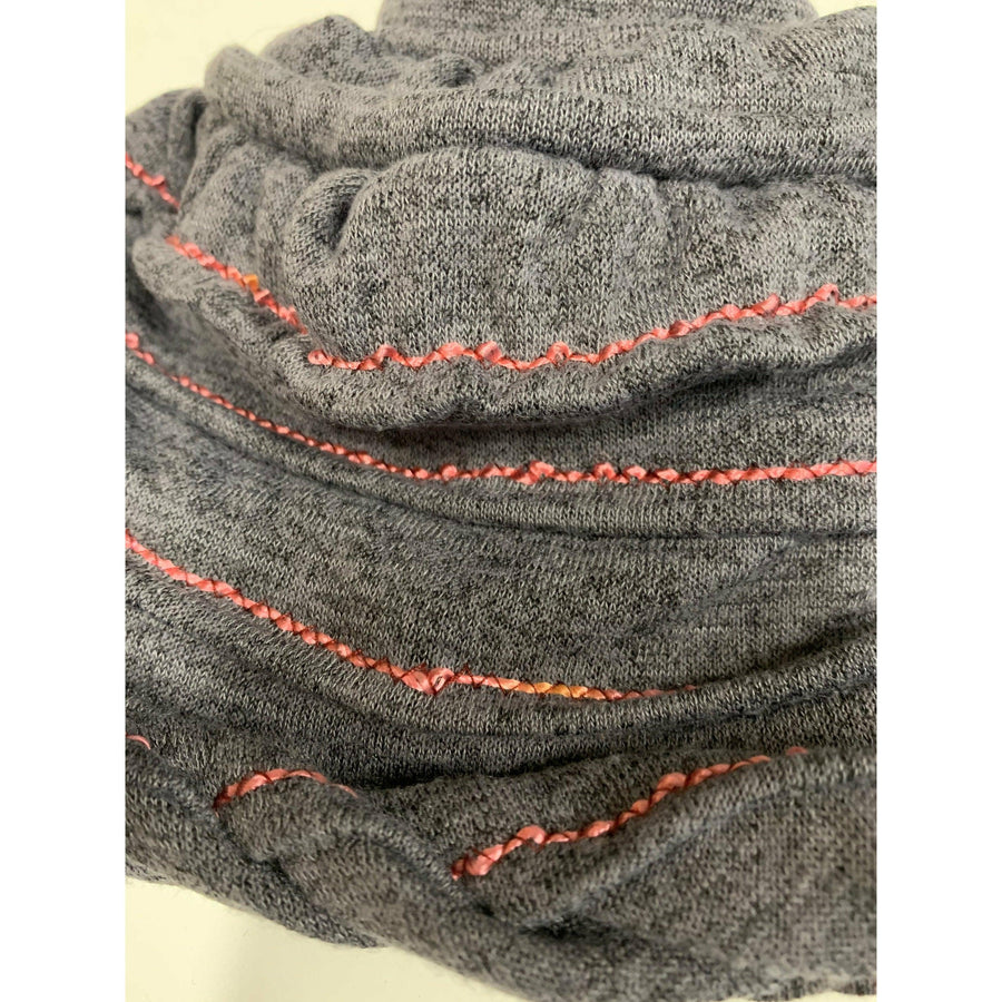 Vegan hypo allergenic cozy soft warm free form gray and pink trimmed hat. Free Shipping - Robin Boutique-Boutique 