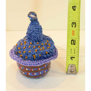 Whimsical magical trinket small box. Handmade tiny jewelry box with crochet and crystal topper. Wedding anniversary gift. - Robin Boutique-Boutique 