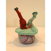 Whimsical magical trinket small jewelry box. Handmade box with crochet and bead topper. Anniversary or wedding gift. - Robin Boutique-Boutique 