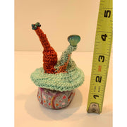 Whimsical magical trinket small jewelry box. Handmade box with crochet and bead topper. Anniversary or wedding gift. - Robin Boutique-Boutique 