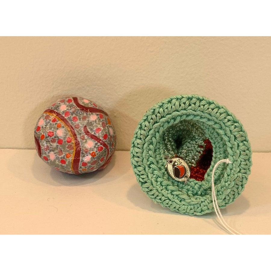 Whimsical magical trinket small jewelry box. Handmade box with crochet and bead topper. Anniversary or wedding gift. - Robin Boutique-Boutique 