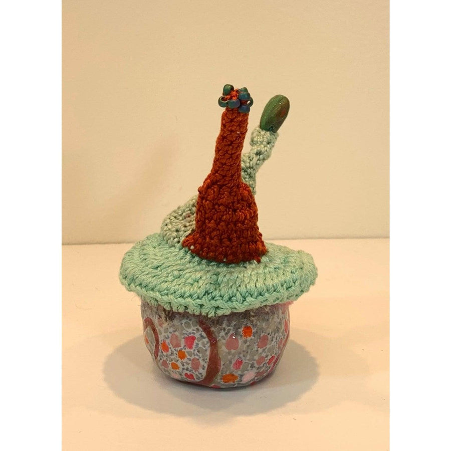 Whimsical magical trinket small jewelry box. Handmade box with crochet and bead topper. Anniversary or wedding gift. - Robin Boutique-Boutique 