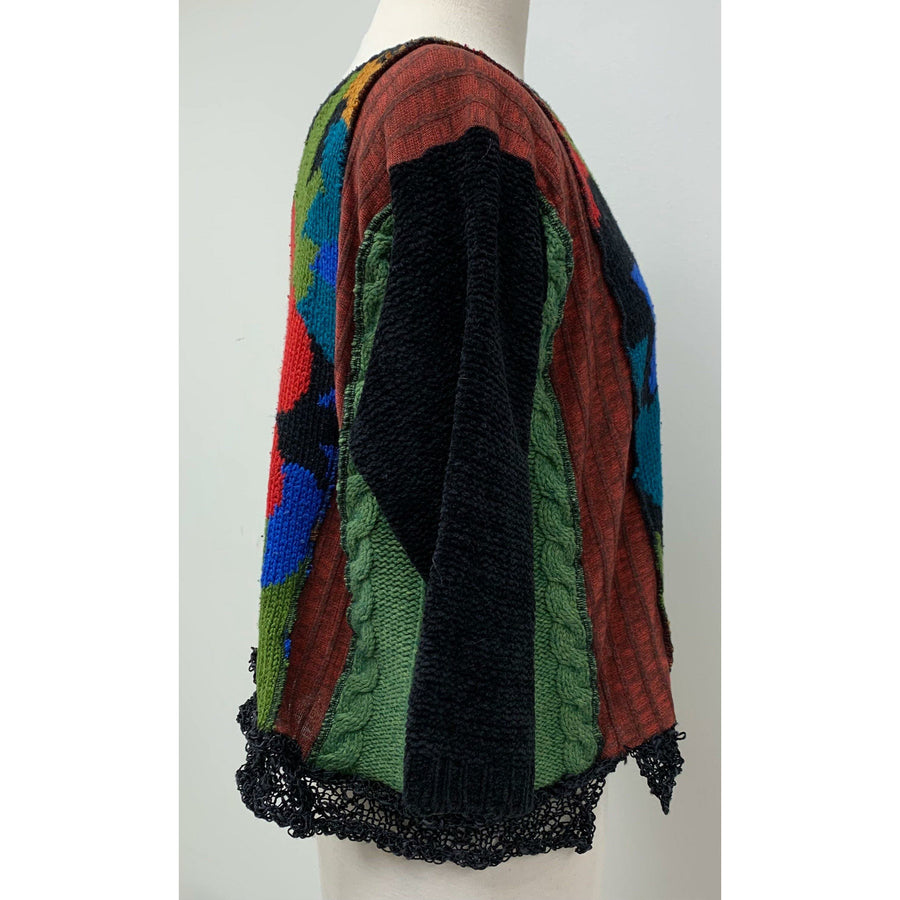 Fun cute Knit pullover swing crop style tunic jumper sweater in jewel tones. Size free. See measurements. No wool. - Robin Boutique-Boutique    &.  Reloved Fabrics