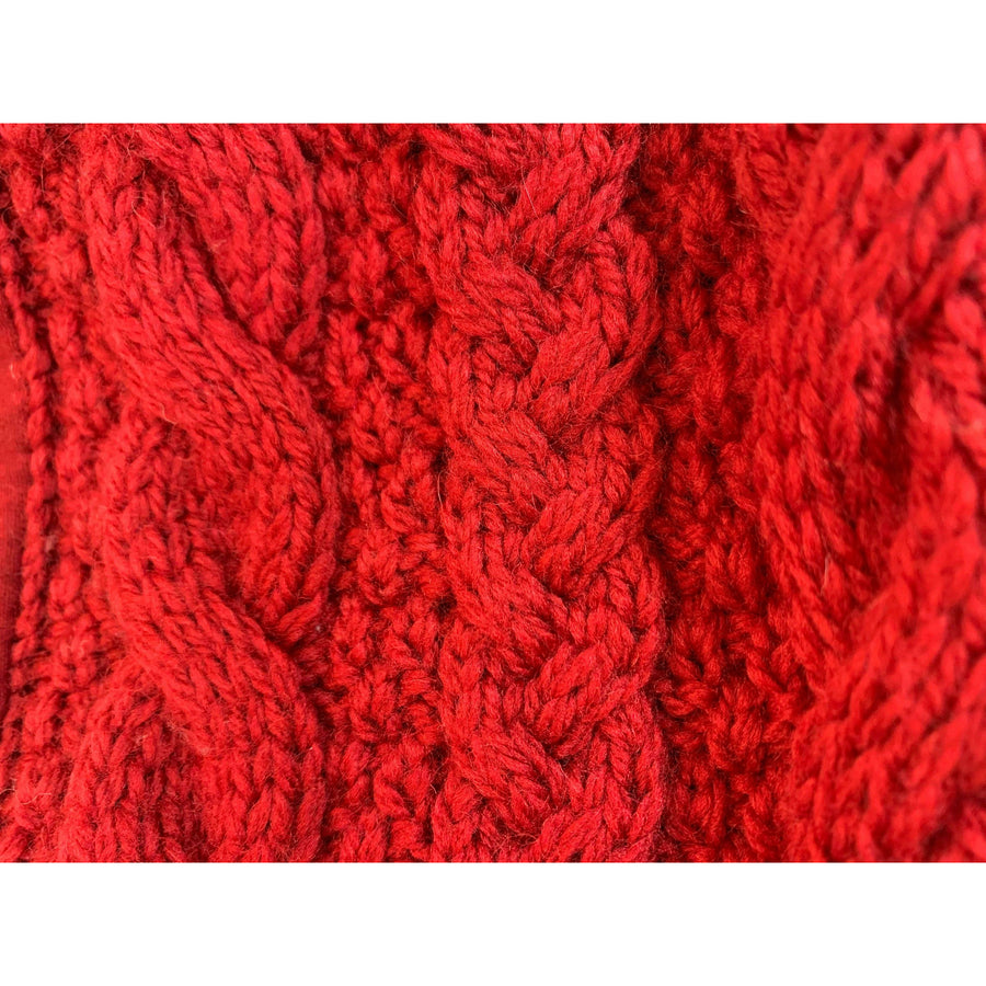 Cable hand knit Red soft Head band hat adornment. Super wide. Lined in organic cotton. - Robin Boutique-Boutique    &.  Reloved Fabrics