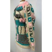 Womens 1980s hand knit pullover sweater. Couture yarns. Intricate knitting on small needles. SMALL - Robin Boutique-Boutique 