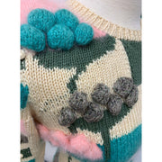 Womens 1980s hand knit pullover sweater. Couture yarns. Intricate knitting on small needles. SMALL - Robin Boutique-Boutique 