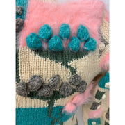 Womens 1980s hand knit pullover sweater. Couture yarns. Intricate knitting on small needles. SMALL - Robin Boutique-Boutique 