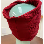 Cable hand knit Red soft Head band hat adornment. Super wide. Lined in organic cotton. - Robin Boutique-Boutique    &.  Reloved Fabrics