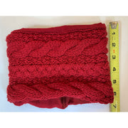 Cable hand knit Red soft Head band hat adornment. Super wide. Lined in organic cotton. - Robin Boutique-Boutique    &.  Reloved Fabrics