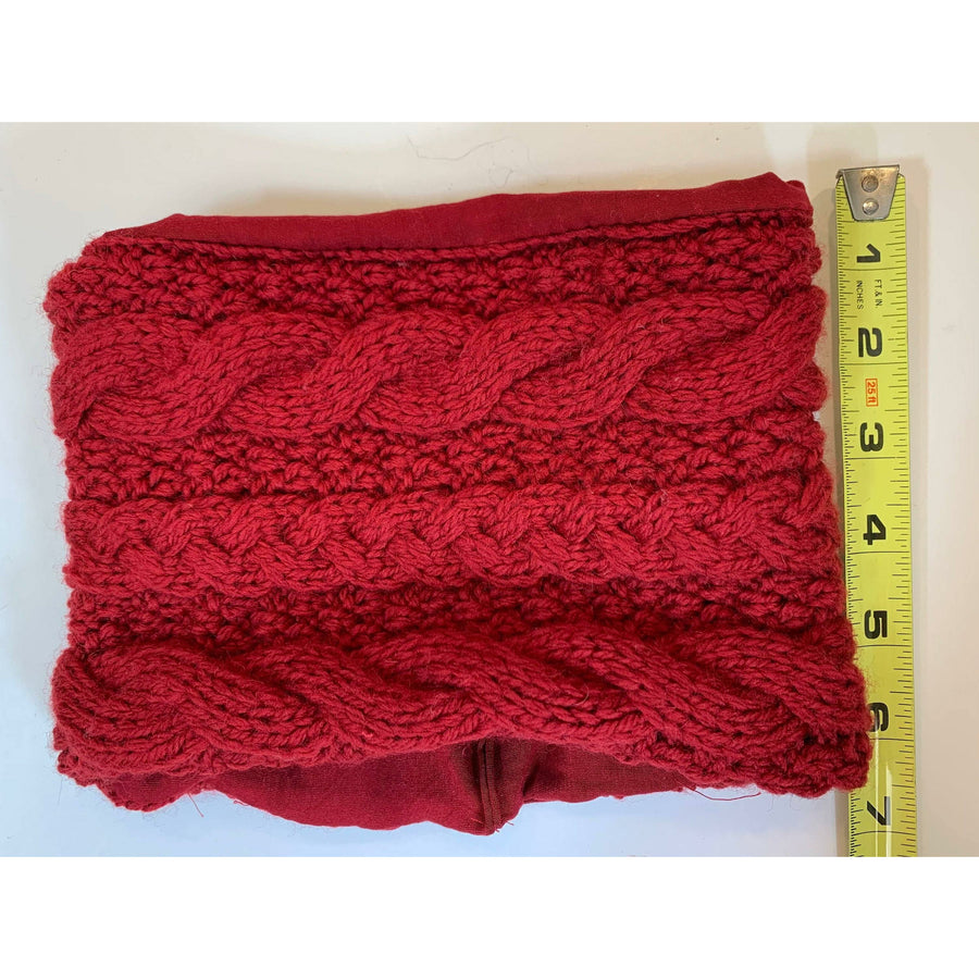 Cable hand knit Red soft Head band hat adornment. Super wide. Lined in organic cotton. - Robin Boutique-Boutique    &.  Reloved Fabrics