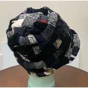 Upcycled patchwork cozy blacks hat. Textures, patterns and shades of black n grays. Black Hat!! Free shipping USA. - Robin Boutique-Boutique 
