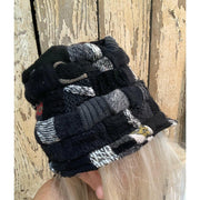 Upcycled patchwork cozy blacks hat. Textures, patterns and shades of black n grays. Black Hat!! Free shipping USA. - Robin Boutique-Boutique 
