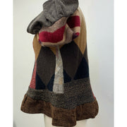 Button front argyle knit cardigan jumper sweater in brown with accents. Wool. Repurposed n new fabrics. Size XSmall, Small to Medium. - Robin Boutique-Boutique    &.  Reloved Fabrics