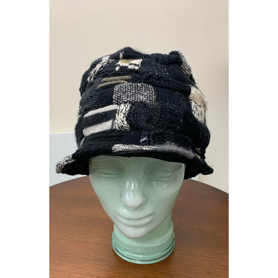 Upcycled patchwork cozy blacks hat. Textures, patterns and shades of black n grays. Black Hat!! Free shipping USA. - Robin Boutique-Boutique 