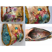 Hand painted sculptural stumpwork embroidery shoulder handbag purse with crochet accents - RelovedFabrics,Handbag - accessories, [product-vendor] - Robin, [shop-name] - robin.boutique