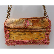 Birch bark with hand knit and cashmere felt accents shoulder clutch hand bag purse. - Robin Boutique-Boutique    &.  Reloved Fabrics