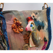 King Tut! Hand paint and stumpwork embroidered shoulder handbag. - Robin Boutique-Boutique    &.  Reloved Fabrics