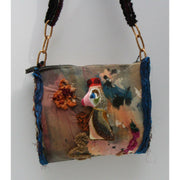 King Tut! Hand paint and stumpwork embroidered shoulder handbag. - Robin Boutique-Boutique    &.  Reloved Fabrics
