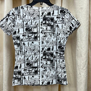 Lizette Blouse LC3568 Newsprint Black White - Robin Boutique-Boutique 