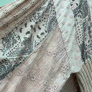 Long Sleeve Peach Sweater with Paisley, Cutwork and Embroidery - Robin Boutique-Boutique 