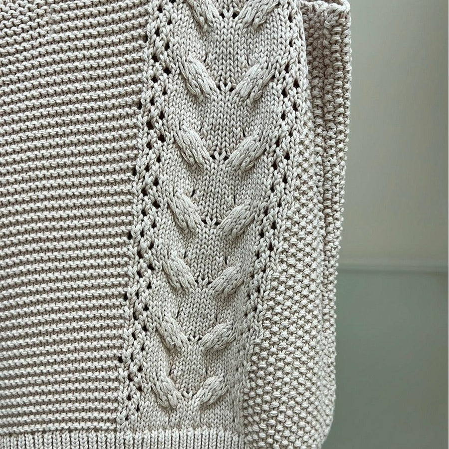 Natural Cotton Aran Cable Knit Tank Top - Robin Boutique-Boutique 