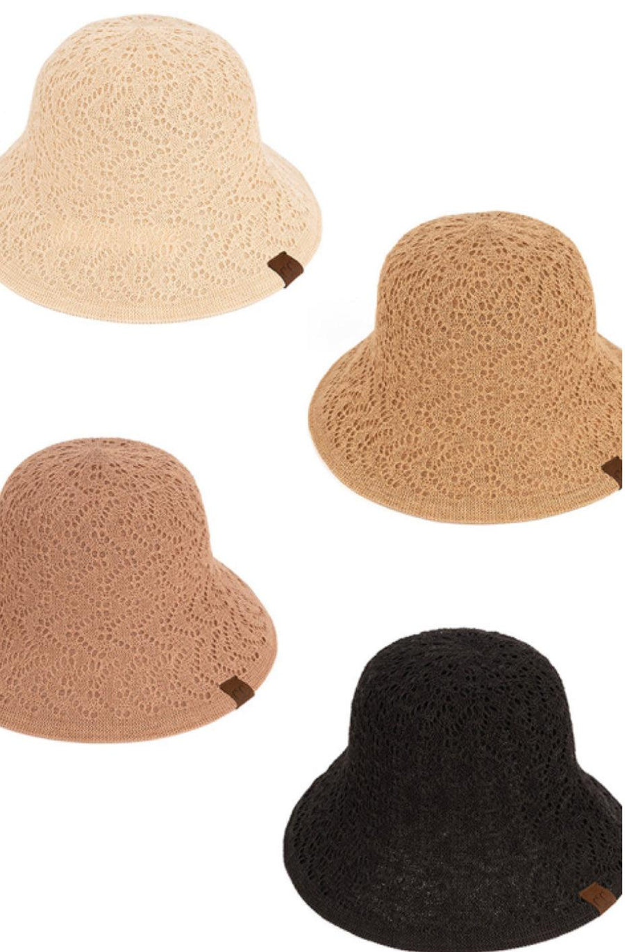 C.C Beanie vReversible Lace Eyelet Cloche Hat - Robin Boutique-Boutique 