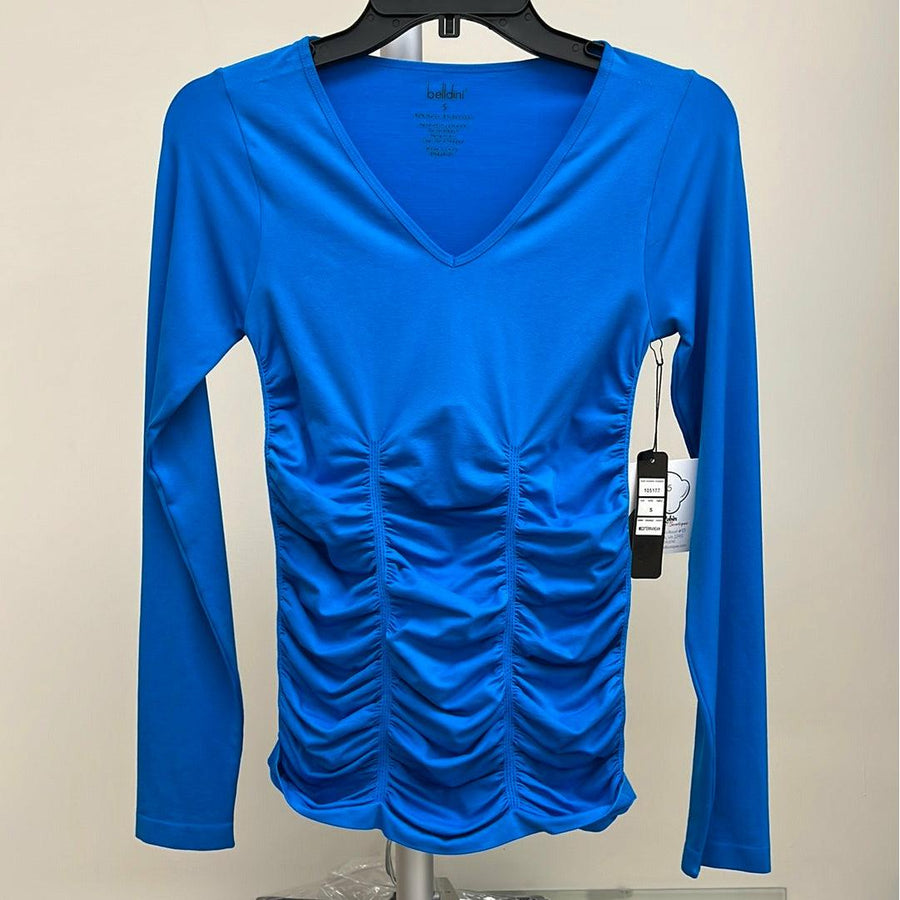 Long sleeve rouched V neck top - Robin Boutique-Boutique 