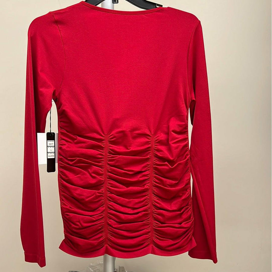 Long sleeve rouched V neck top - Robin Boutique-Boutique 