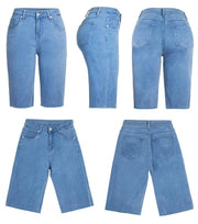 Denim Bermuda shorts length jeans in stretch - Robin Boutique-Boutique 